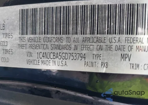 2016 Jeep Compass Sport из США, поврежденный, VIN 1C4NJCBA5GD753794